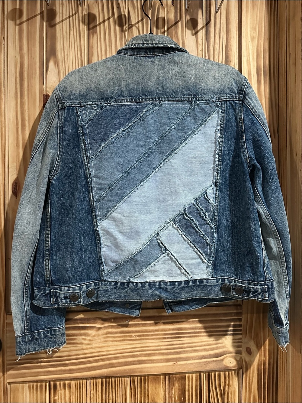 ! Free People Cotton Women's Patchwork Denim Studded Jacket - Light & Medium